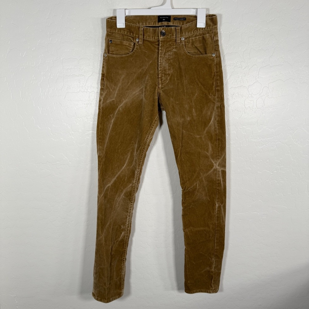 Quiksilver Pants Mens 28 Brown Corduroy Straight Tapered‎ Distressed Skater Surf
